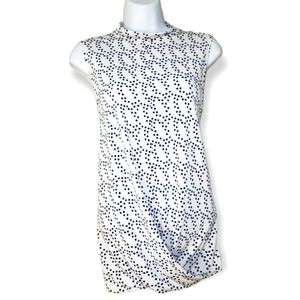 NWOT Banana Republic white blue squares twist front blouse top Womens Me…